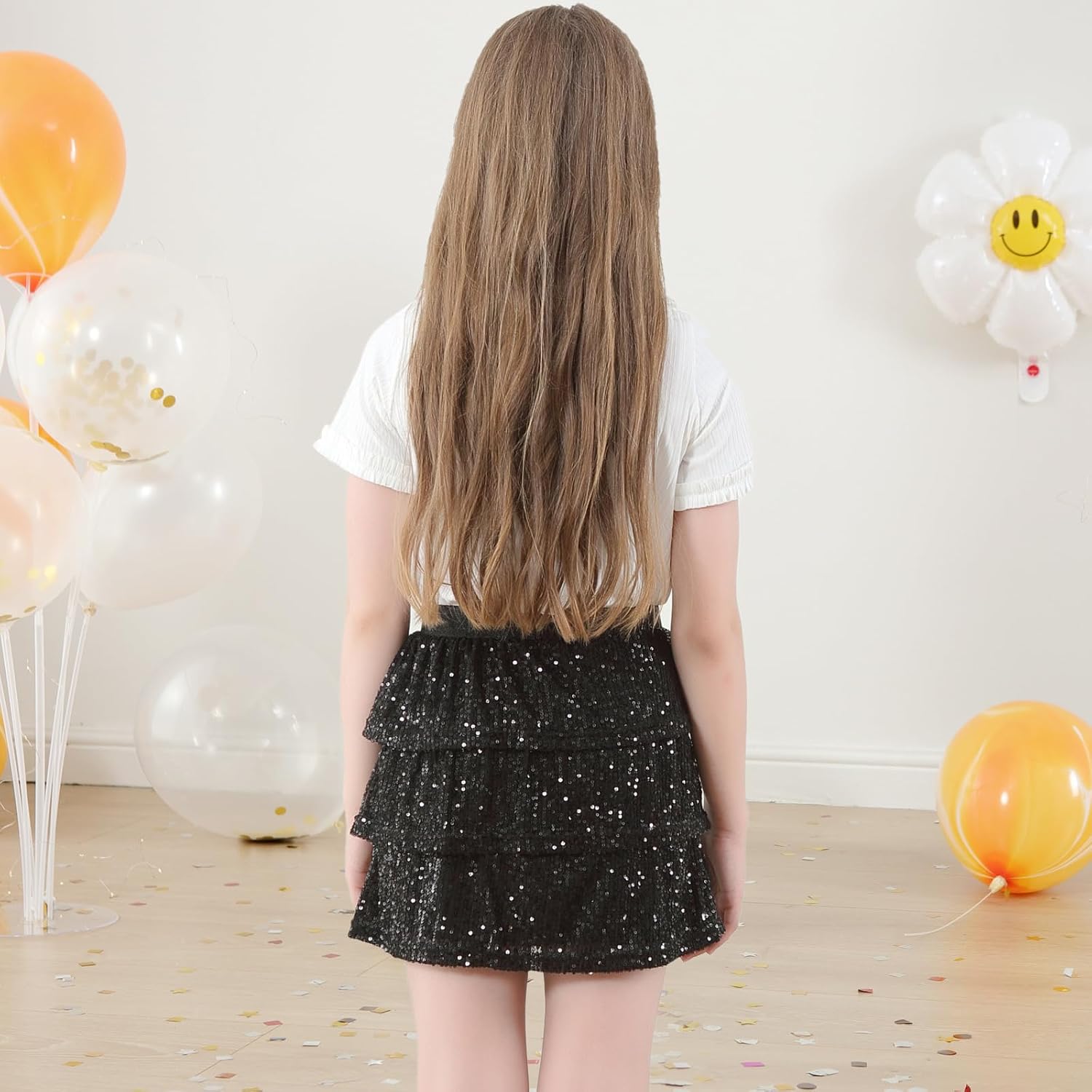 Thumbnail 2 de Bezioner Girls Sequin Skirt: Layered Glitter Skater Skirt for 5–14 Years