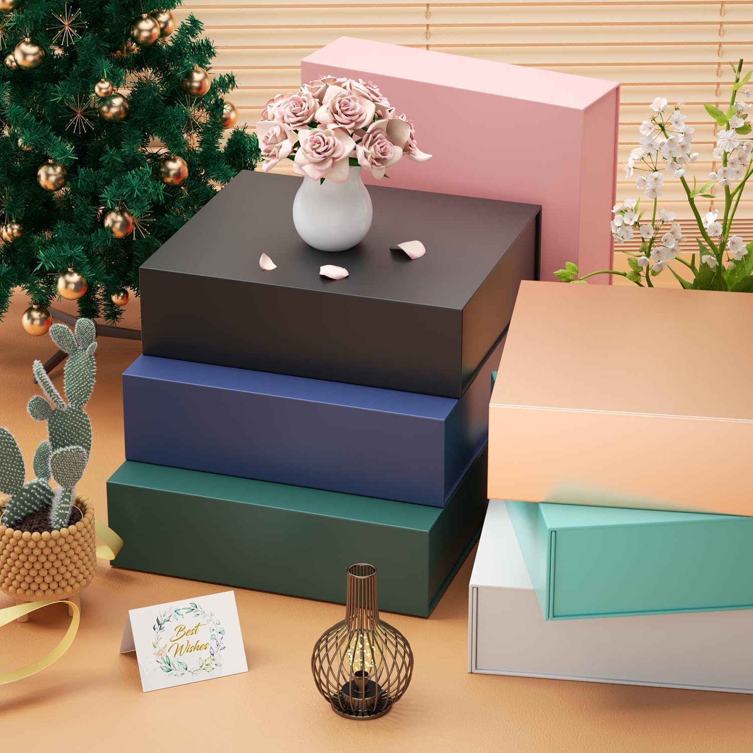 Thumbnail 5 de eascity 2er-Set Geschenkboxen mit magnetischem Verschluss (30×20×7,6 cm) – rechteckig, klappbar, weiß