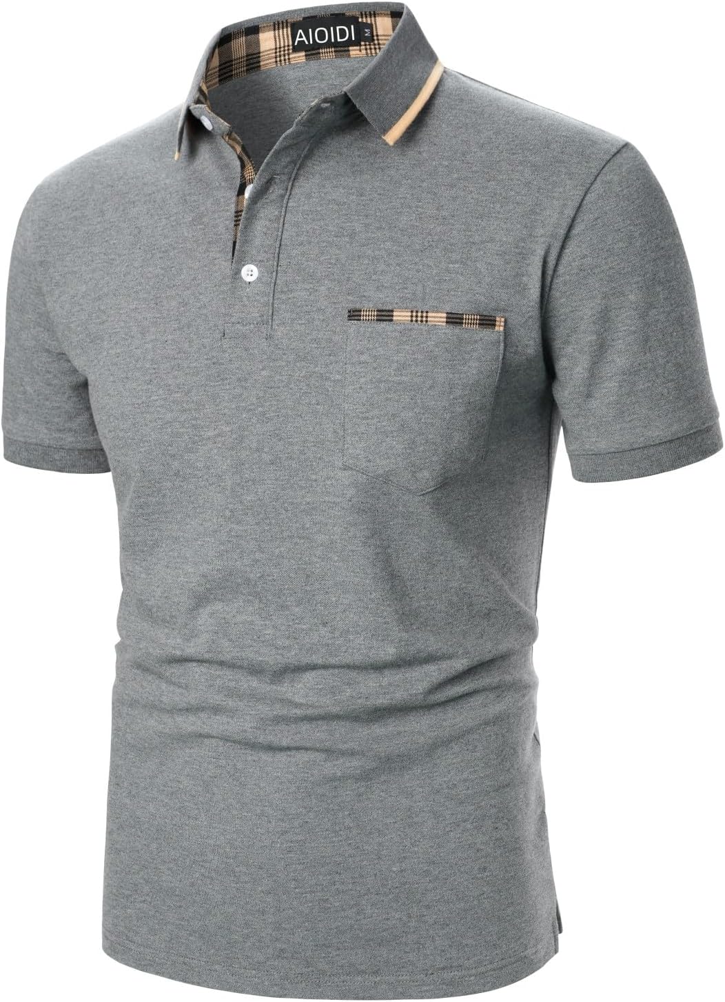 Thumbnail 1 de AIOIDI Baumwolle Herren Streifen Kurzarm Poloshirt – klassisch, mit echter Tasche
