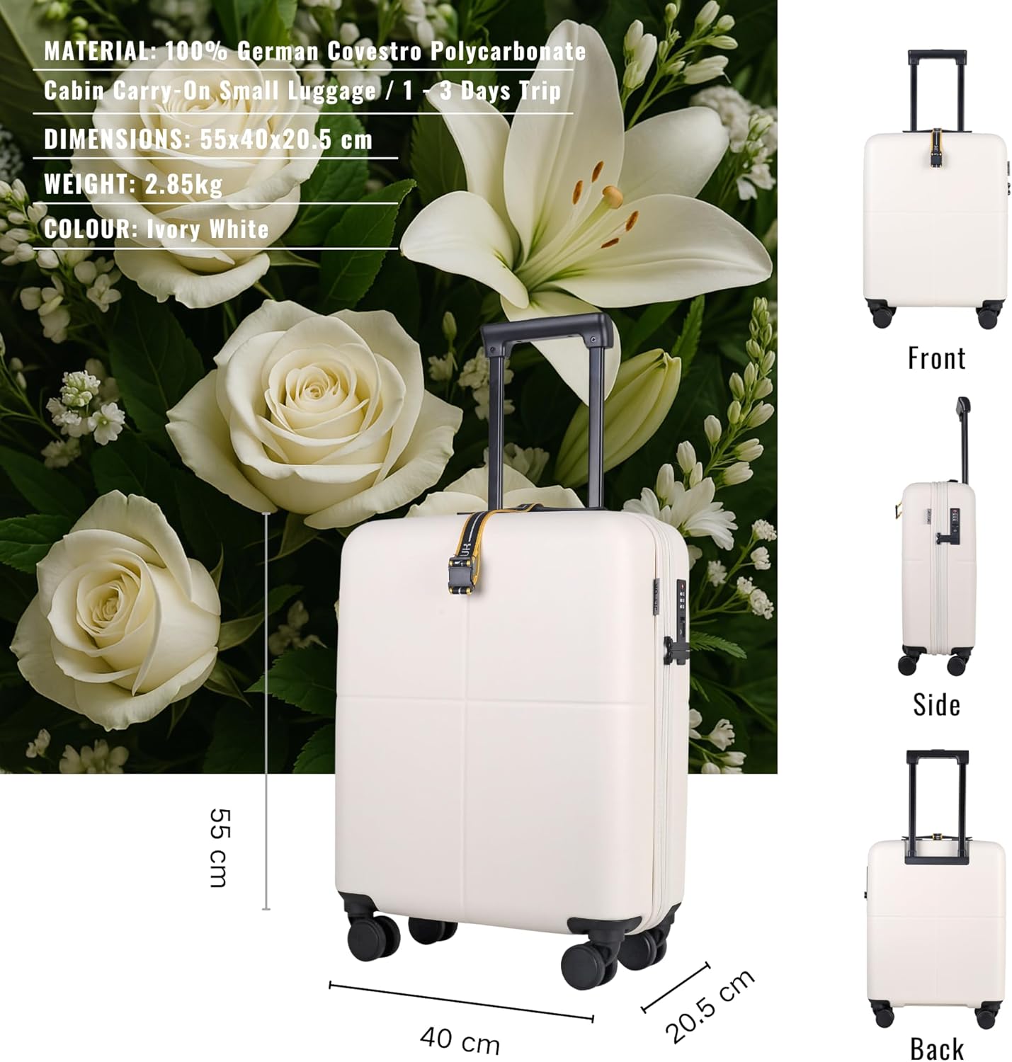 Thumbnail 5 de JLY Small Cabin Suitcase: Lightweight 55cm Hard Shell Carry-On with TSA Lock