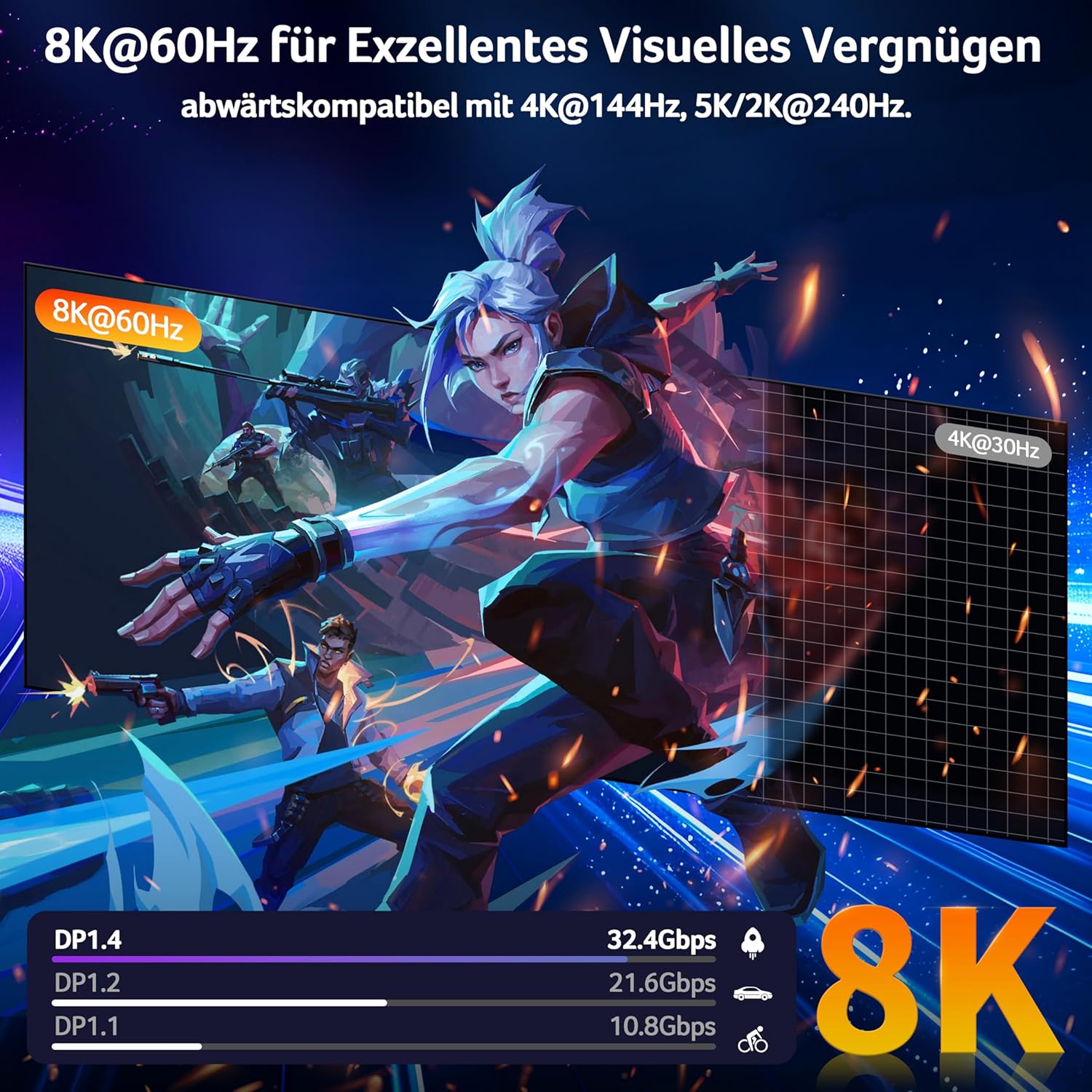 Thumbnail 1 de Acer DisplayPort 1.4 Kabel 3 m für 8K