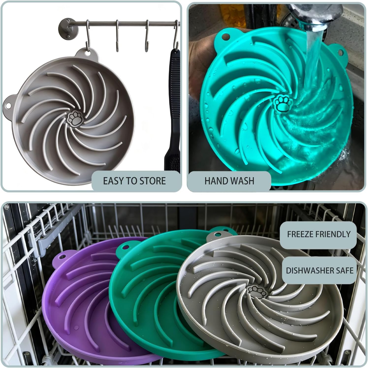 Detalle de Cat Slow Feeder Bowl: Anti-Gulp Maze Design for Small Dogs & Cats (1Pack, Cyan)