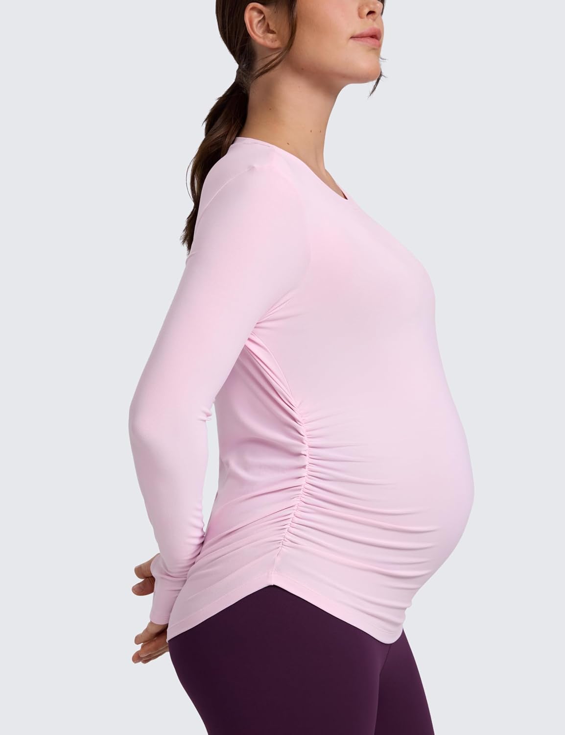 Thumbnail 3 de CRZ YOGA Womens Cloudweight Maternity Long Sleeve Tops Ruched – Lightweight, Breathable & Flexible