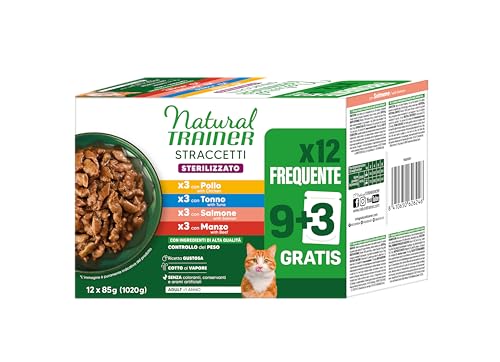 Detalle de Natural Trainer Straccetti Cibo Umido per Gatti Adulti Sterilizzati – Bocconcini in Salsa Multipack 12 x 85 g