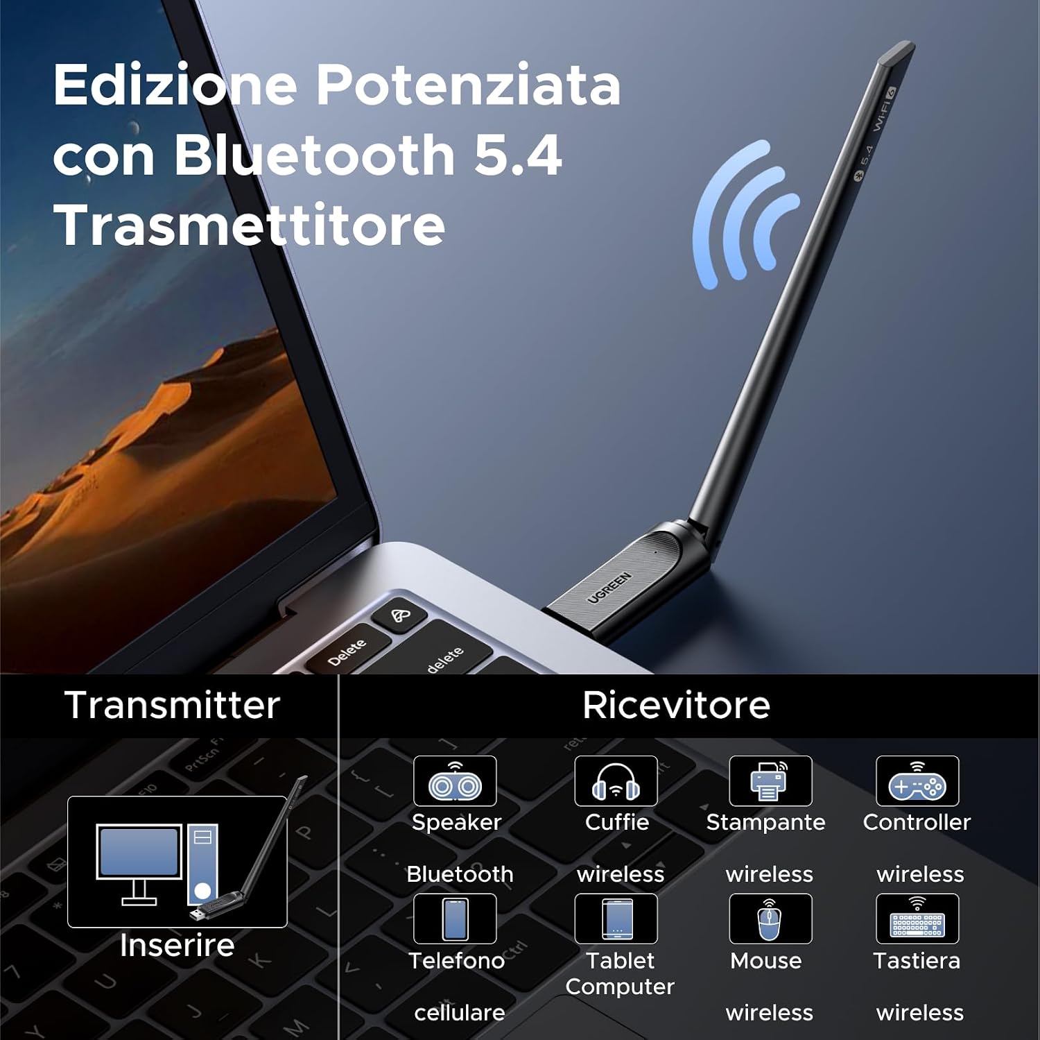 Thumbnail 3 de UGREEN AX900 adattatore Wi‑Fi 6 e Bluetooth 5.4 6dBi 📡