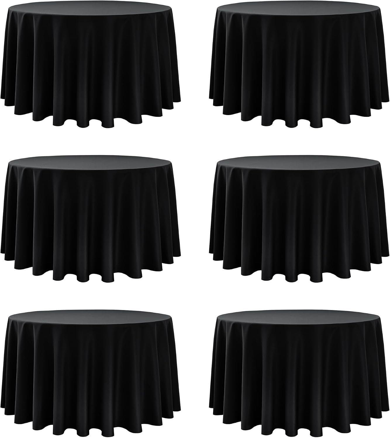 Dailyset 6-Pack Black Round Tablecloths 120 Inch