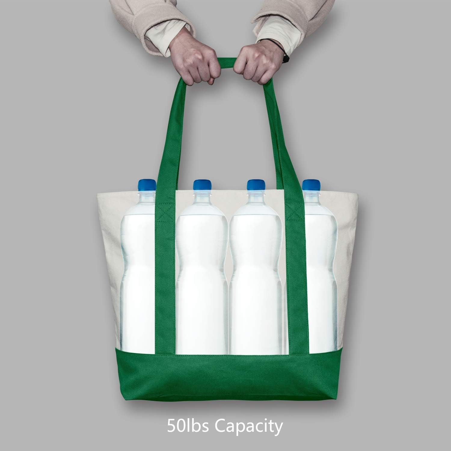 Thumbnail 5 de TOPDesign Canvas Tote Bag with External Pocket & Zipper Closure