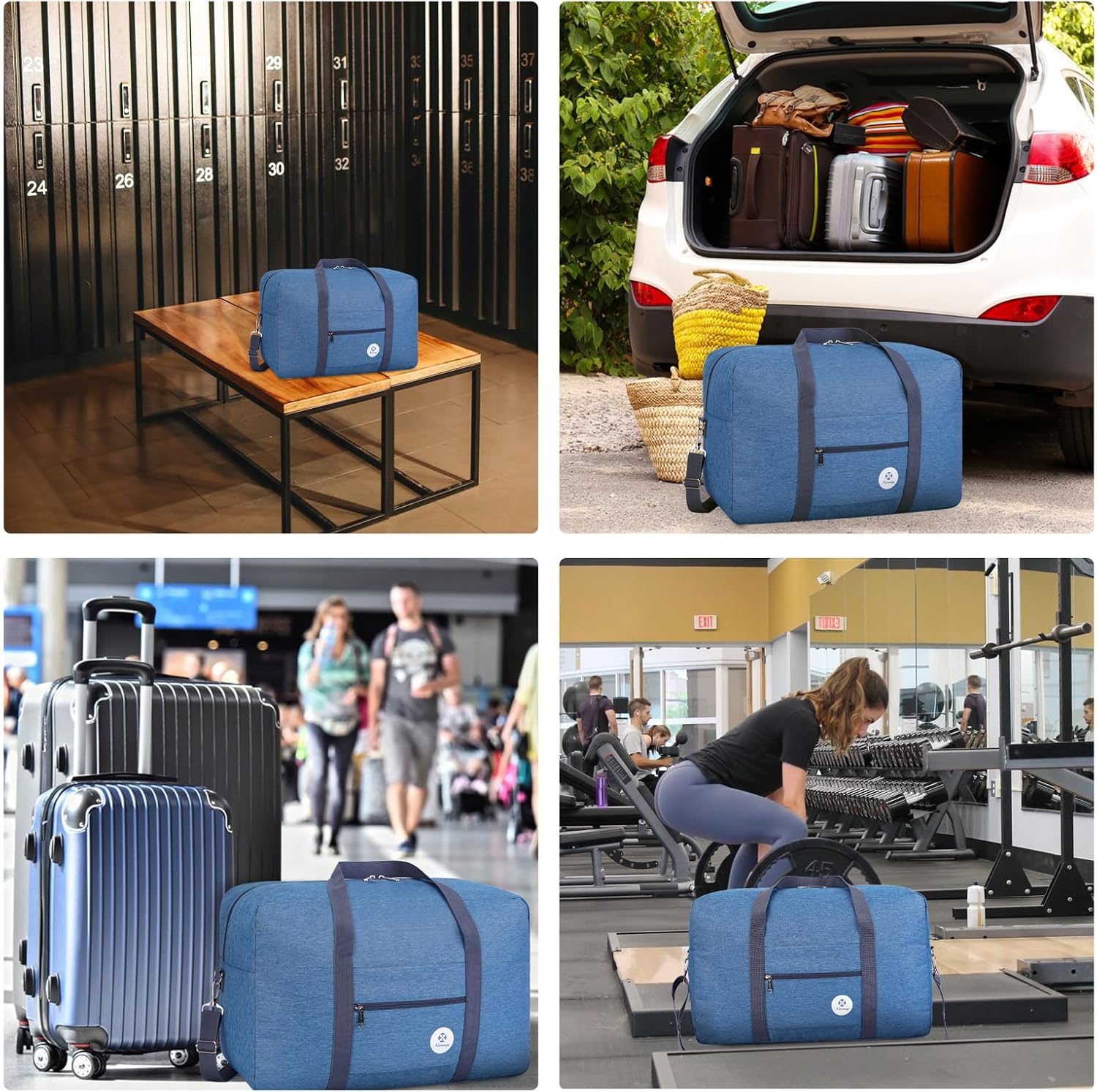 Detalle de For Airlines Large Cabin Bag Foldable Travel Duffel Bag Holdall Tote Carry On Luggage 40L (Thick Series Navy Blue)