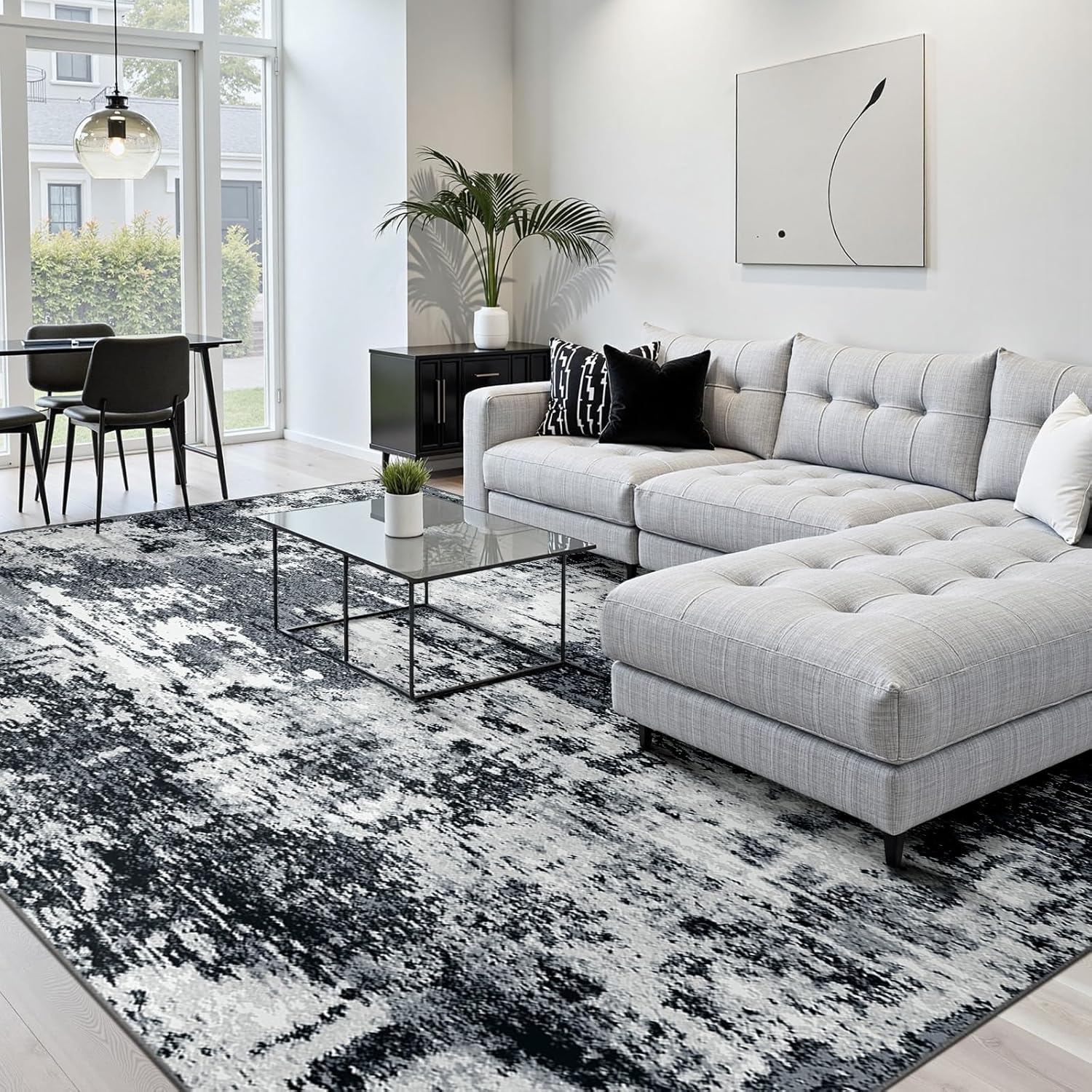 Thumbnail 6 de RELEANY Washable Area Rug 5'x7': Non-Slip Modern Abstract Comfort for Busy Homes