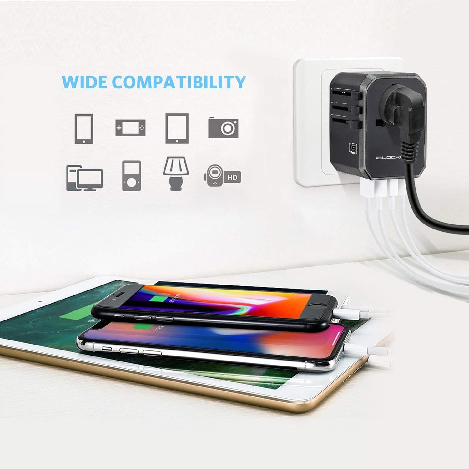 Thumbnail 3 de iBlockCube Universal Travel Adapter with 5 USB