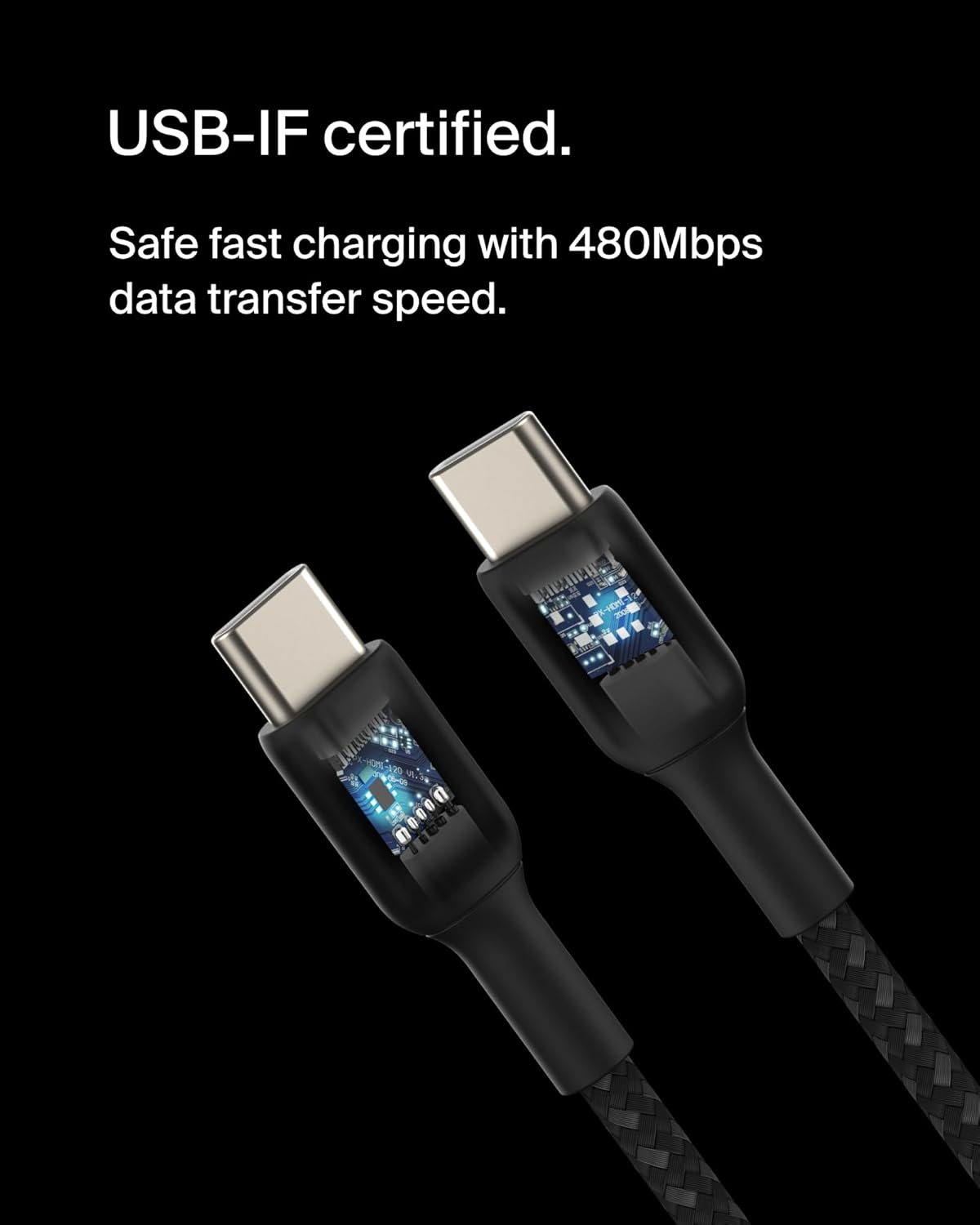 Thumbnail 2 de Belkin BoostCharge 6.6ft Braided USB-C to USB-C Cable (Black)
