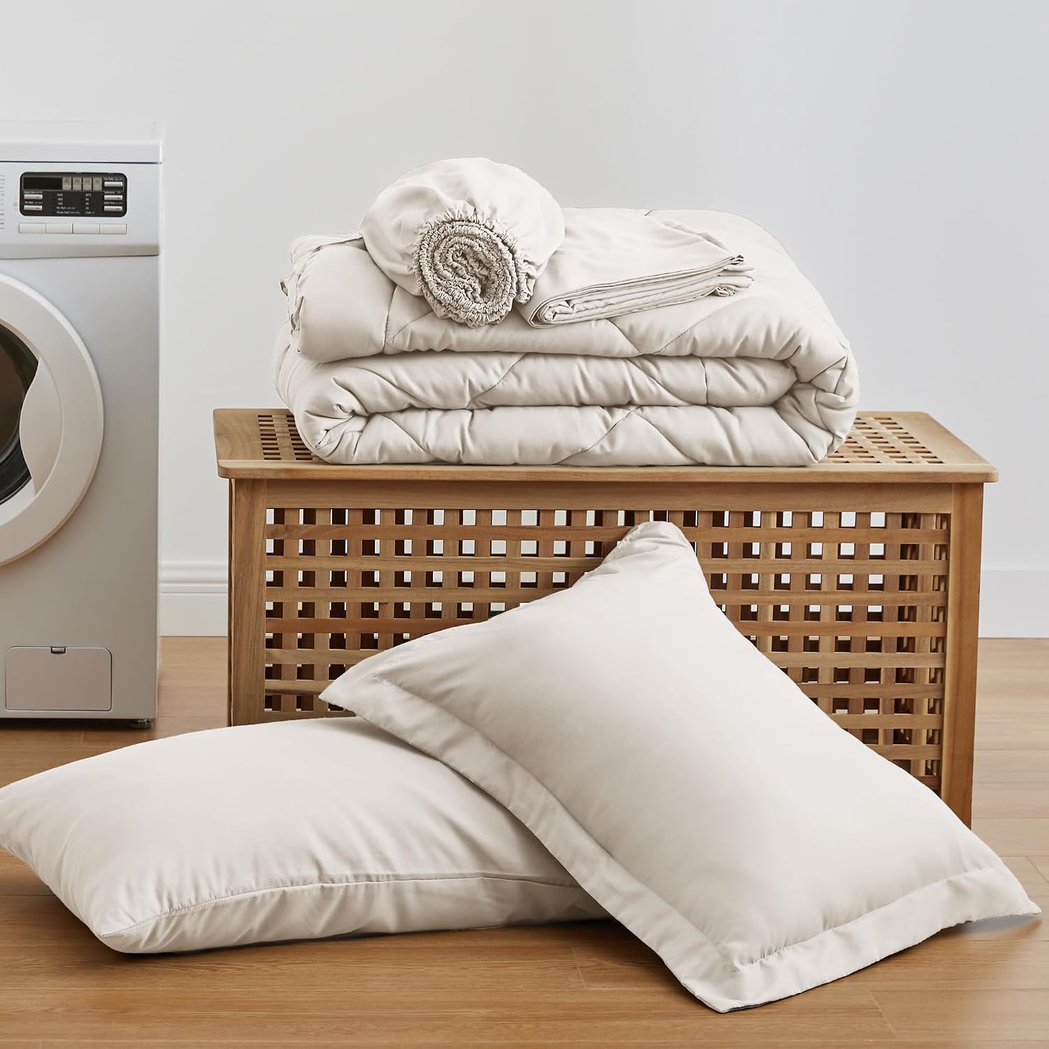 Detalle 2 de Love's cabin Twin Comforter Set, Beige 5-Piece Bedding in a Bag