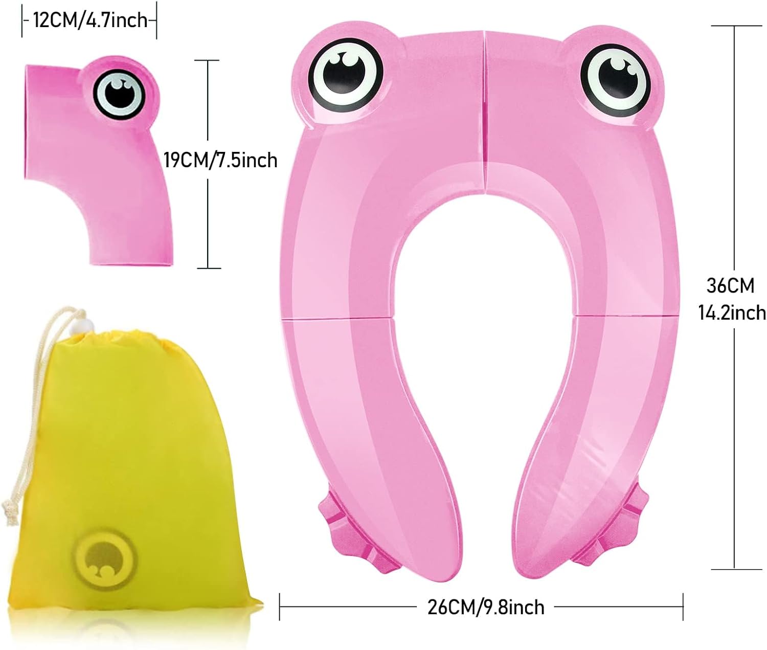Thumbnail 6 de Pejoye Portable Travel Toddler Toilet Seat – Foldable Potty for Kids, Pink Frog