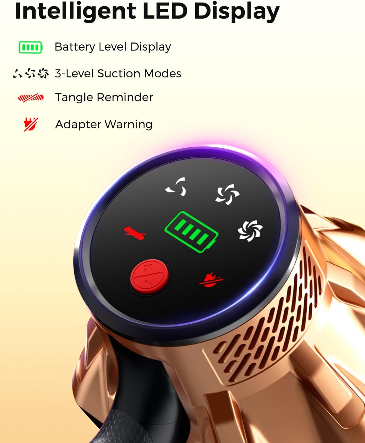 Detalle de Cordless Vacuum Cleaner for Home: 600W Power, 50KPa Suction, 60-Minute Runtime