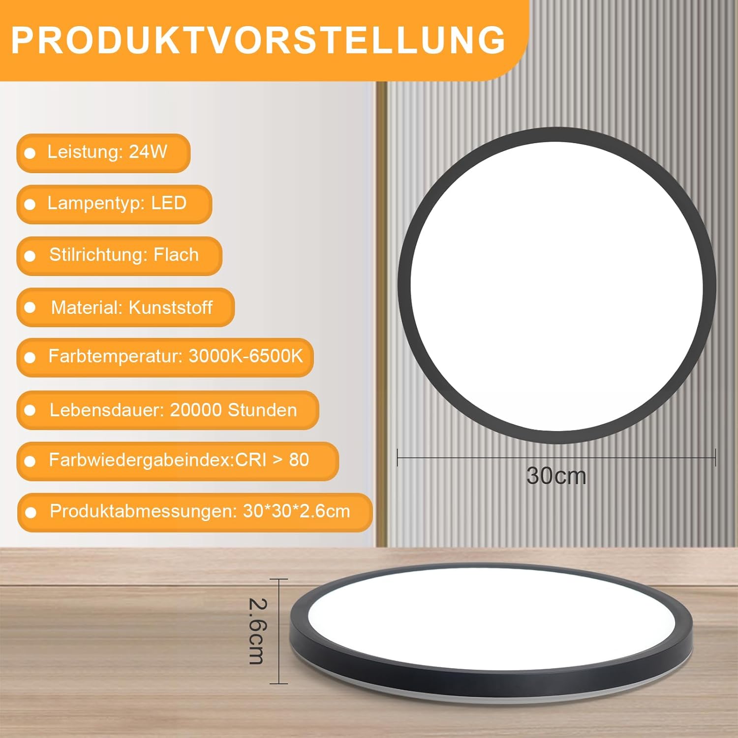 Thumbnail 5 de ZMH 2ER Deckenlampe LED – 30 cm, dimmbar, IP44, Rautenplatten-Design in Schwarz