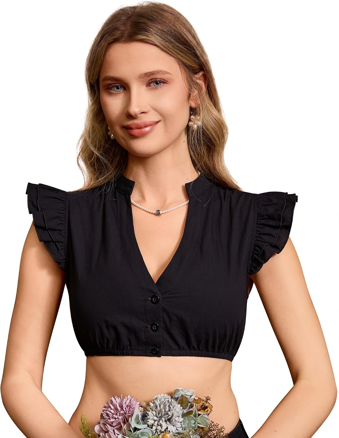 Thumbnail 6 de Funspread Dirndl Bluse Damen Weiß – kurze Dirndlbluse mit V-Ausschnitt