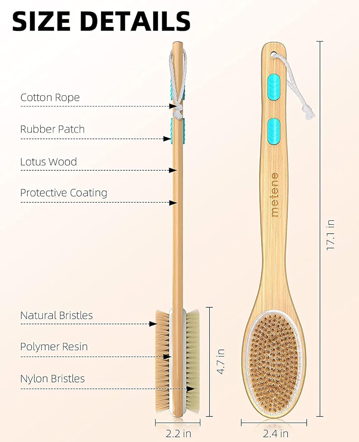 Thumbnail 2 de Metene Back Scrubber long wooden handle — body brush