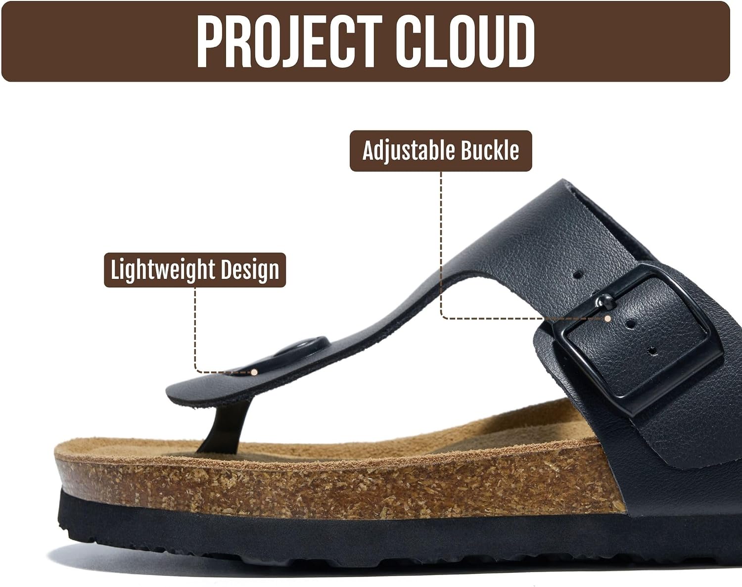 Thumbnail 2 de Project Cloud Women's Leather Sandals: Memory Foam Insole, Non-Slip, Lightweight Leather Thong Sandals