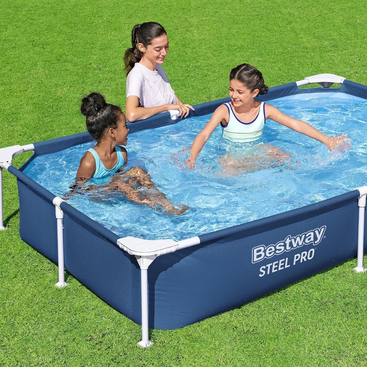 Detalle de Bestway 56401 長方形フレームプール 221×150×43cm・約1200L・排水栓付き