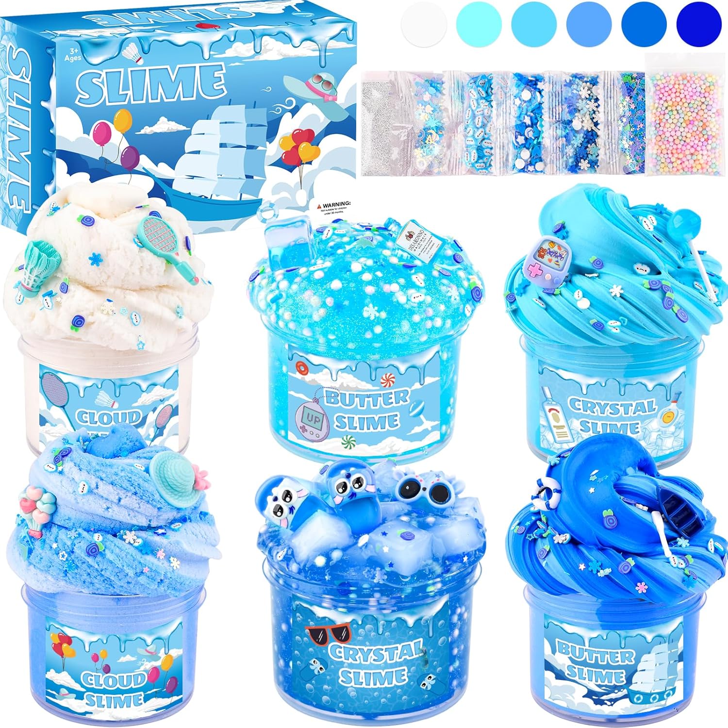 Thumbnail 6 de 6 Pack Slimes Kit: Pink Slime Kids with Cloud Butter & Clear Slime — Toy Gift Set for 8–12 Year Olds