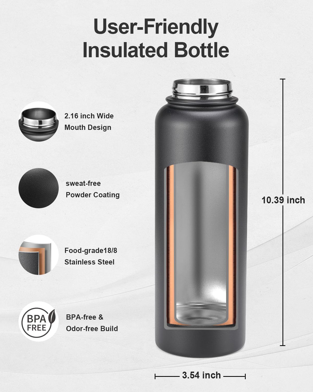 Thumbnail 4 de Topre 40oz Insulated Water Bottle with Paracord Handle and Dual Lids