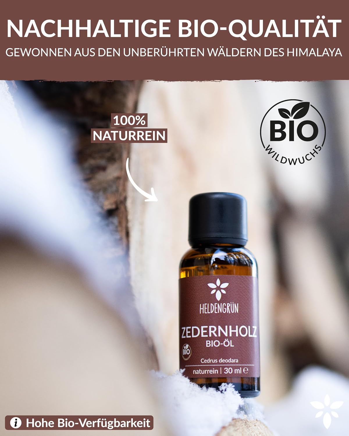 Detalle de Heldengrün BIO Zedernholzöl (100% Naturrein) – Duftöl aus echtem Zedernholz, waldig & harzig-weich