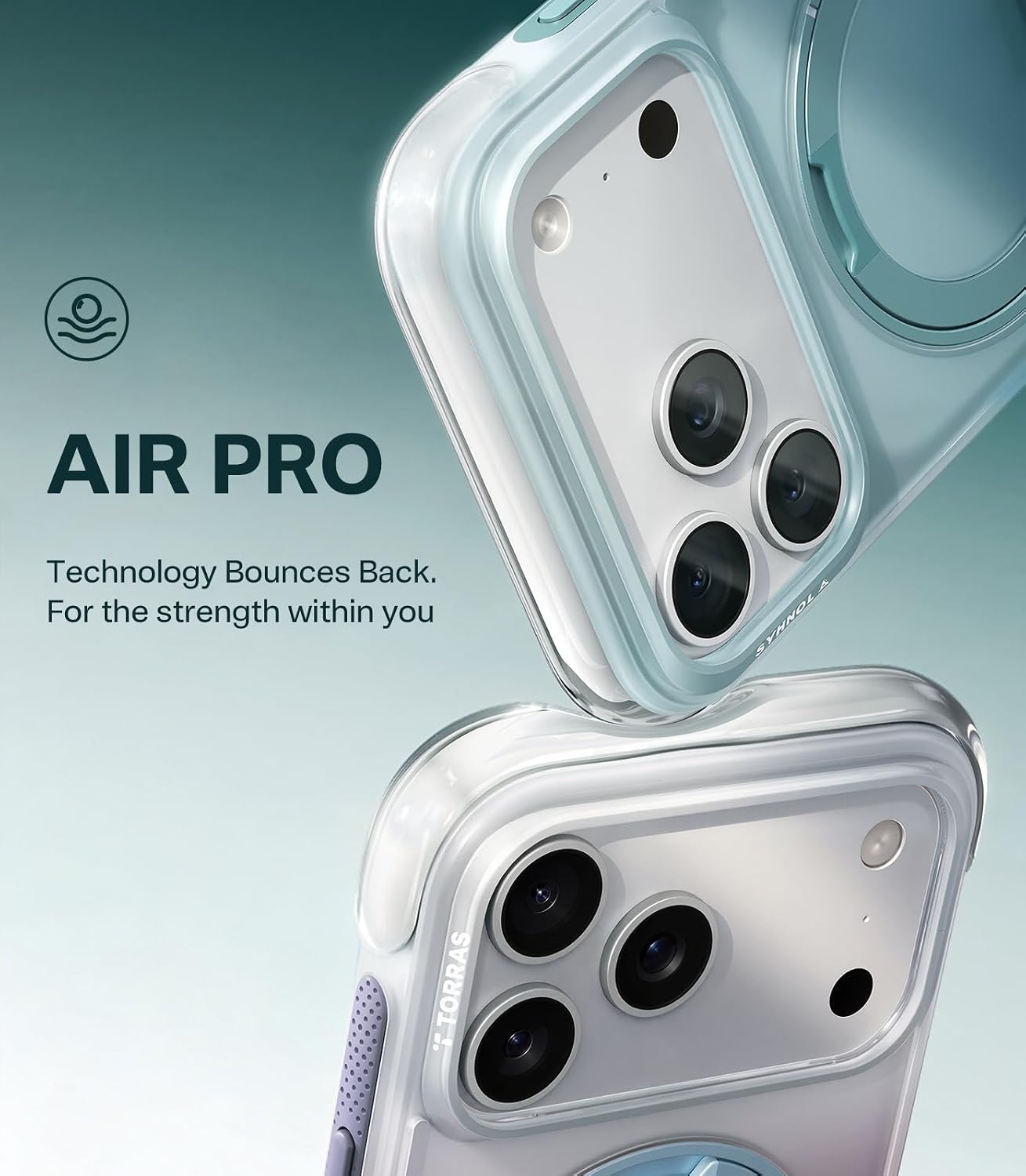 Thumbnail 1 de TORRAS O3 Air Gradient Case for iPhone 17 Pro Max with 360 Magnetic Stand (Mist blue, 6.9")
