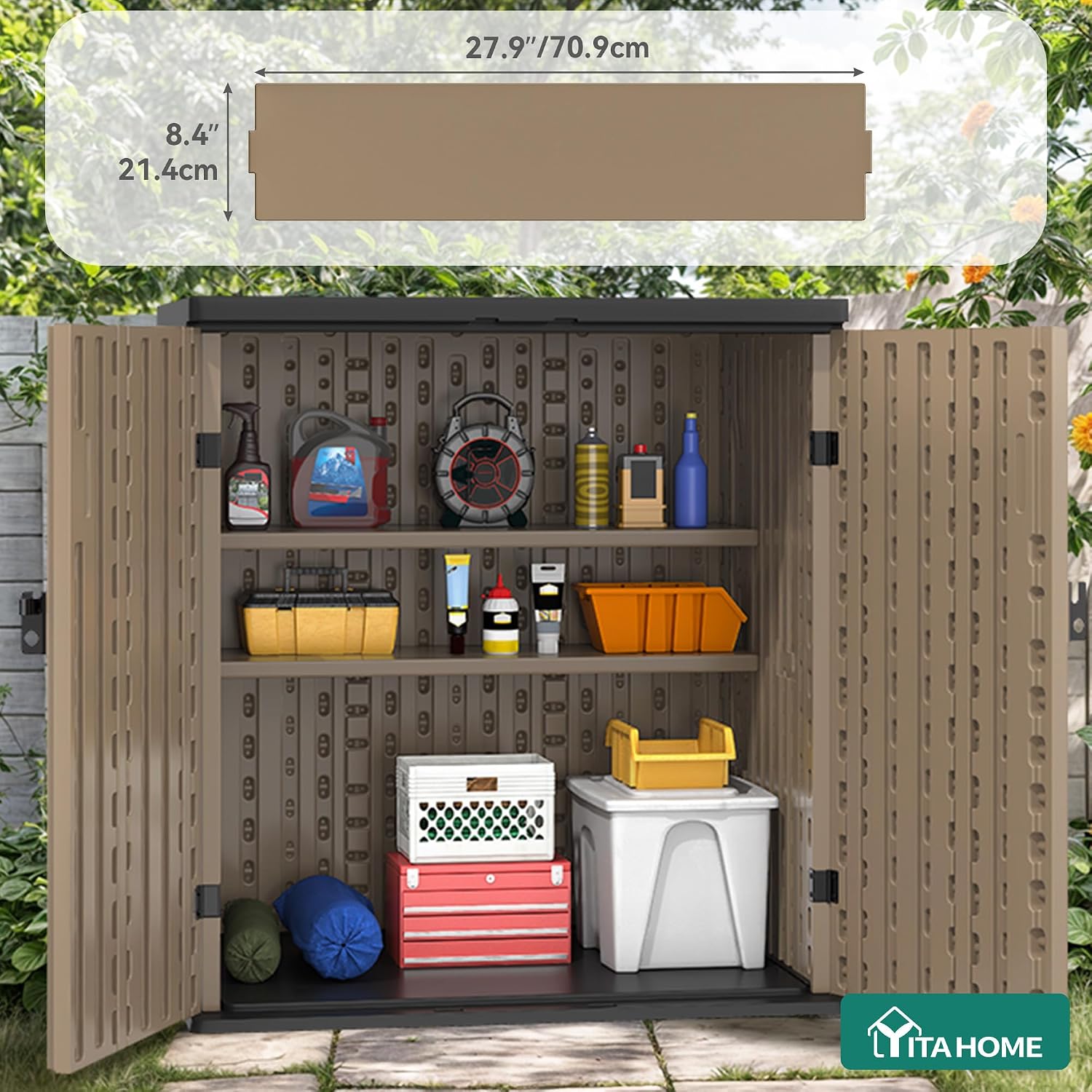 Thumbnail 3 de YITAHOME MAYIHbiswX Outdoor Resin Storage Shed, 2 Shelves, Lockable