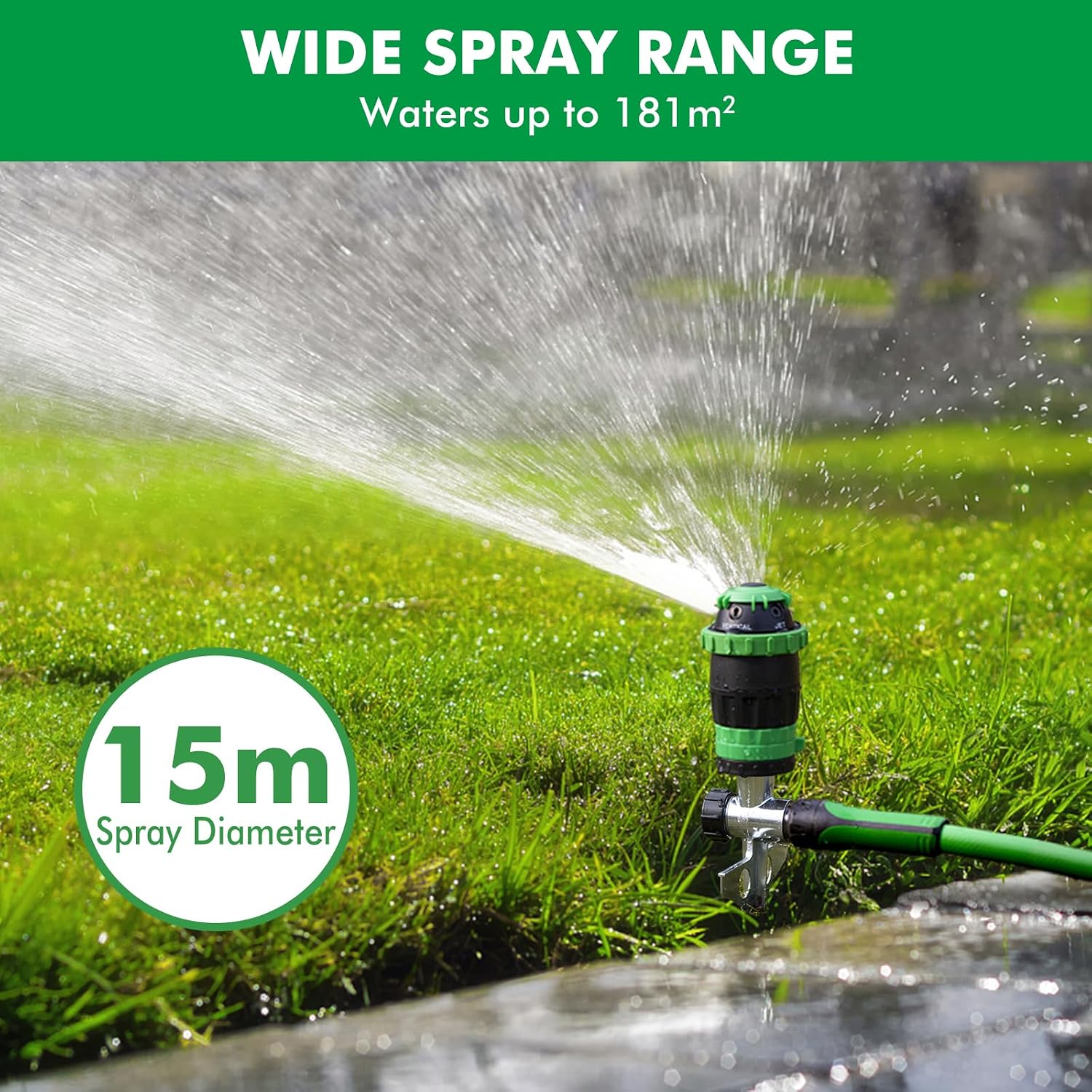 Thumbnail 2 de [2 PACK] RESTMO Gear Drive Sprinkler with Metal Spike Base (5 spray patterns, adjustable coverage)