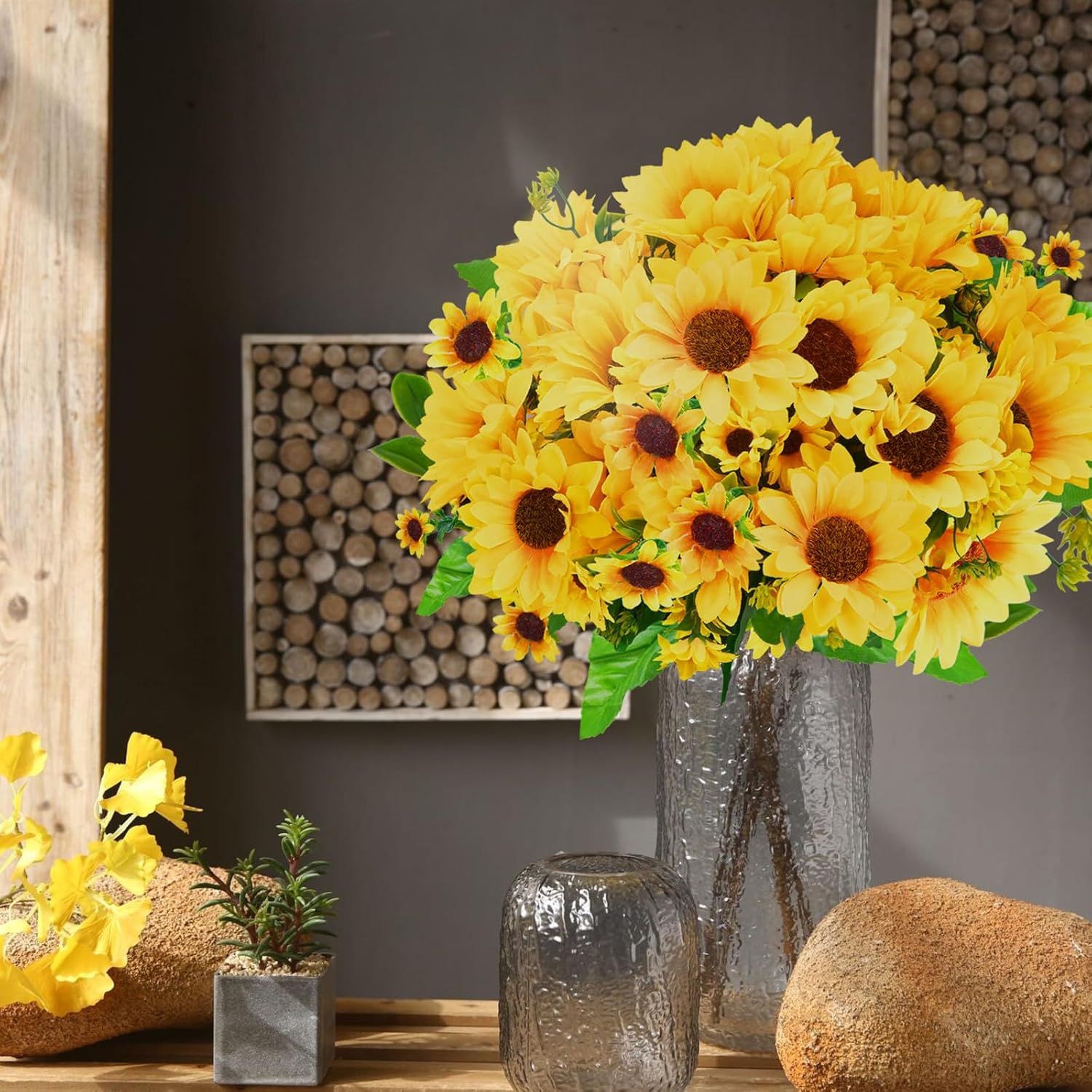 Thumbnail 4 de Luabue 6er Set Kunstblumen Sonnenblumen (32 cm) für Vase & Tischdeko