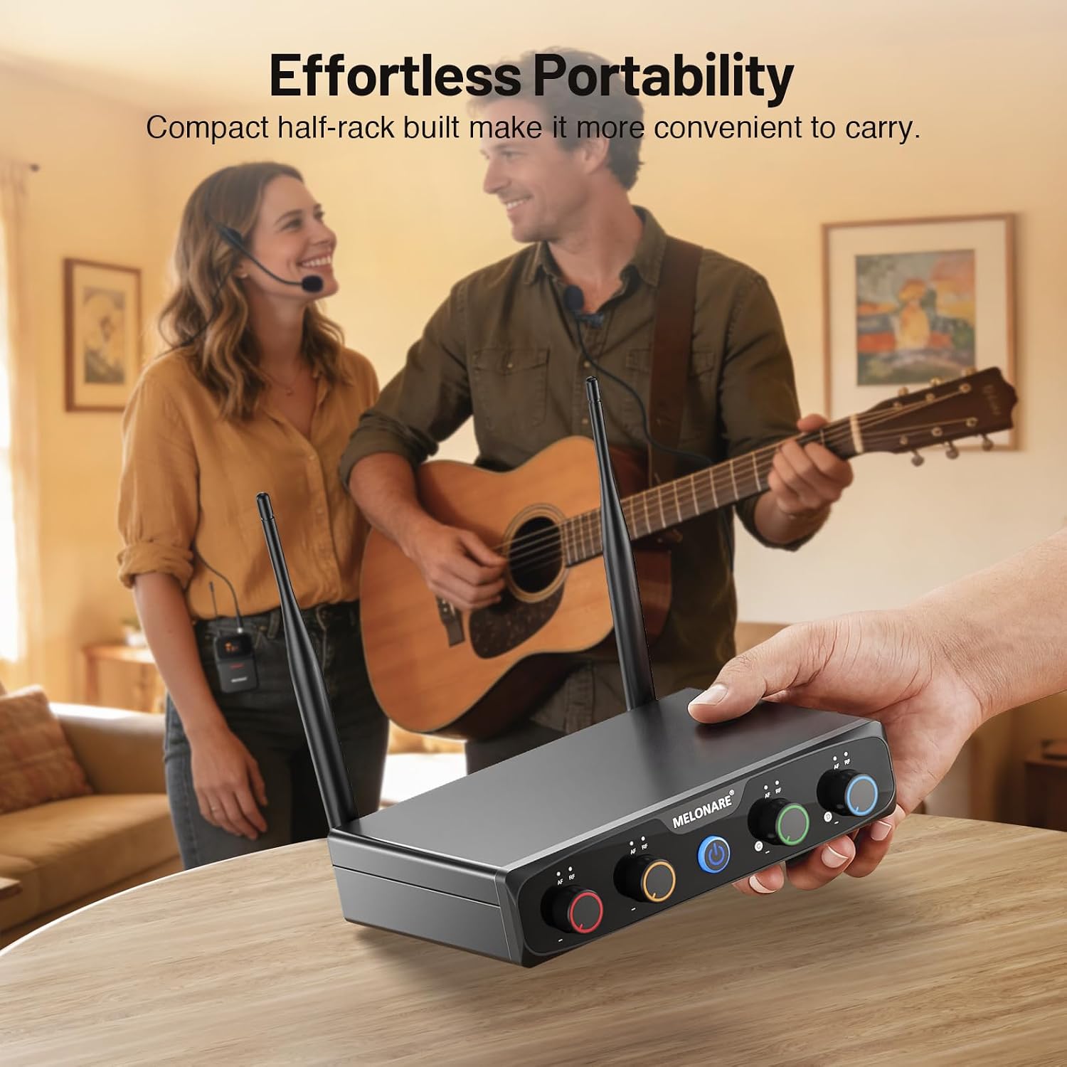 Detalle de MELONARE MWM-41-4B 4-Channel UHF Wireless Microphone System, 200 ft Range