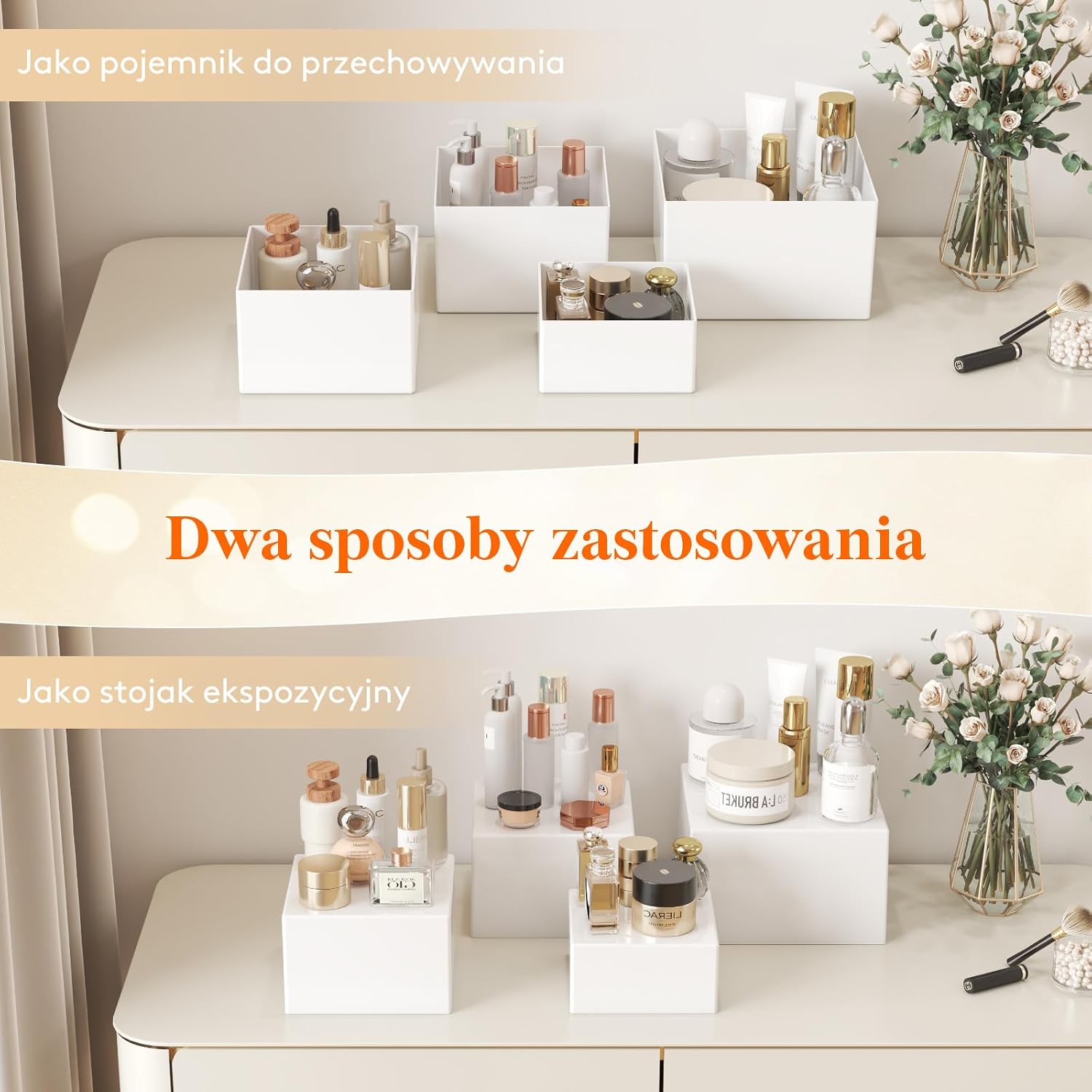 Detalle 2 de Lifewit 24172 – białe podesty bufetowe z tworzywa, zestaw 4 sztuk