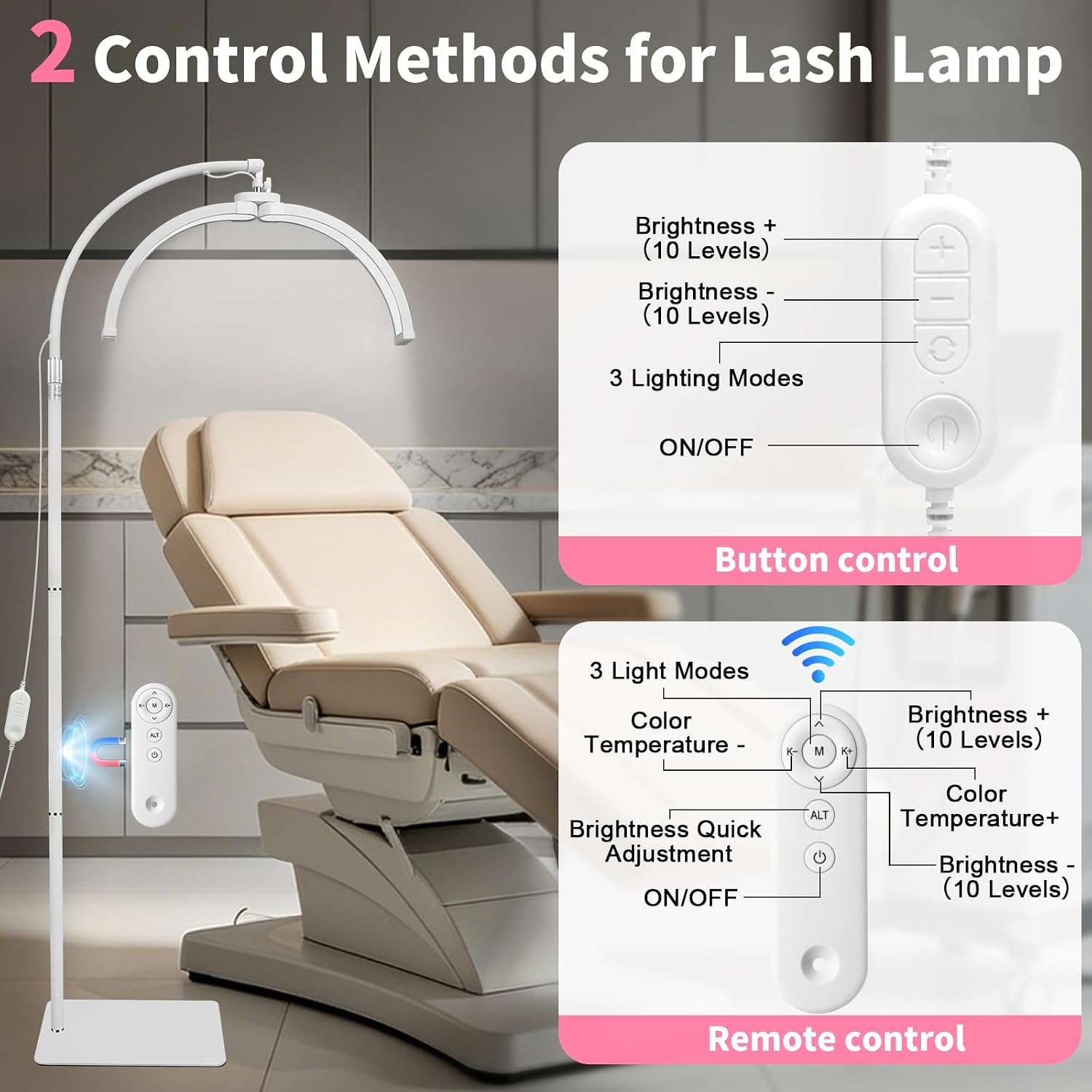 Thumbnail 5 de CGBE F-550 halvemaanvormige LED-wimperlamp met telefoonhouder, dimbaar, 30 W