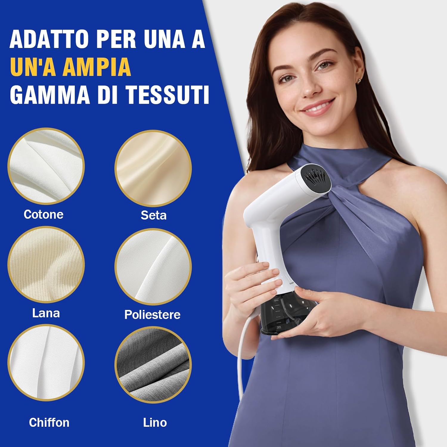 Detalle de Rolipo Ferro Stiratore Verticale per Abiti – Stiratore a Vapore Portatile da 30 g/min e serbatoio 400 ml