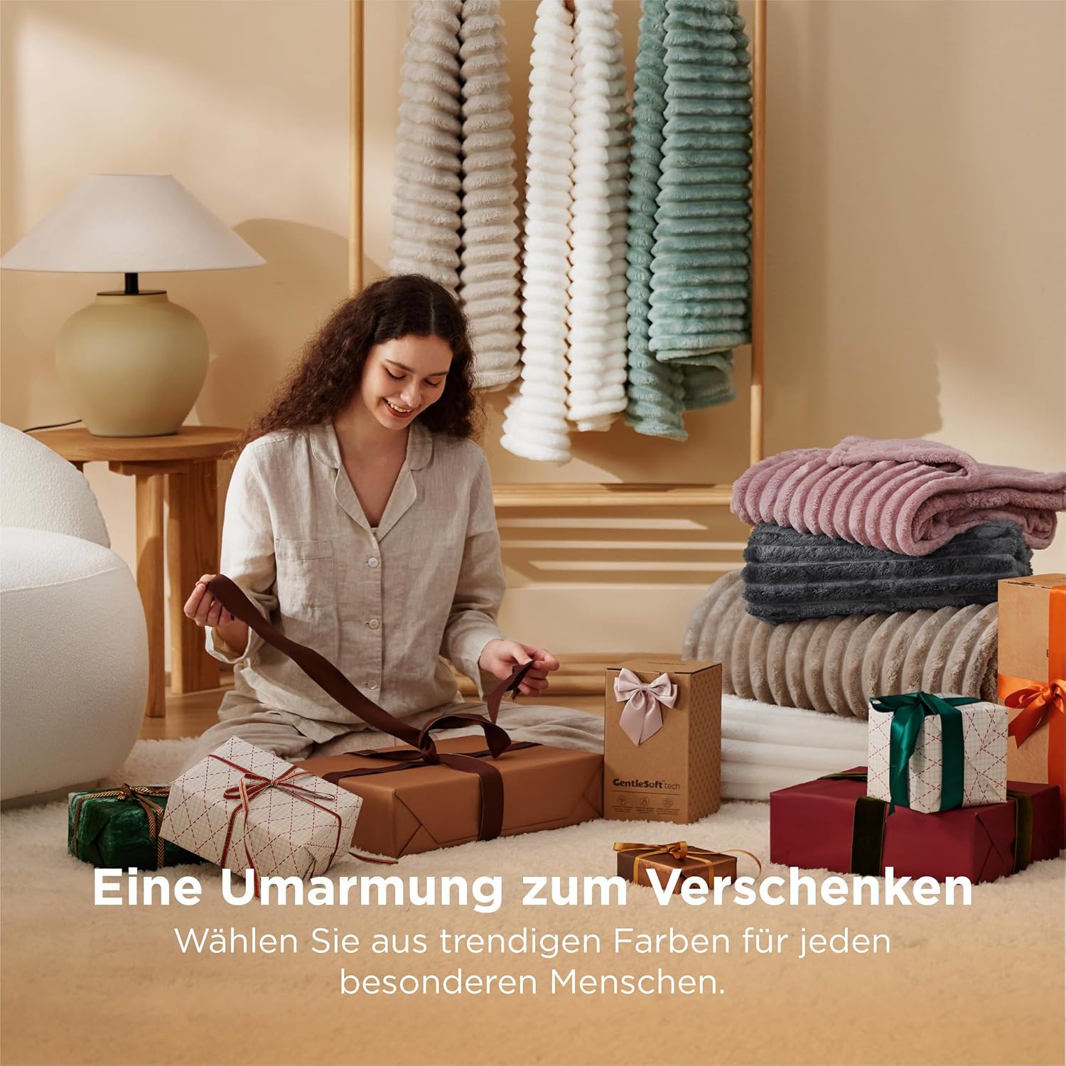 Thumbnail 5 de BEDSURE Kuscheldecke 220 x 240 cm (Wollweiß) – weiche Plaid- und Sofadecke für Zimmerdeko