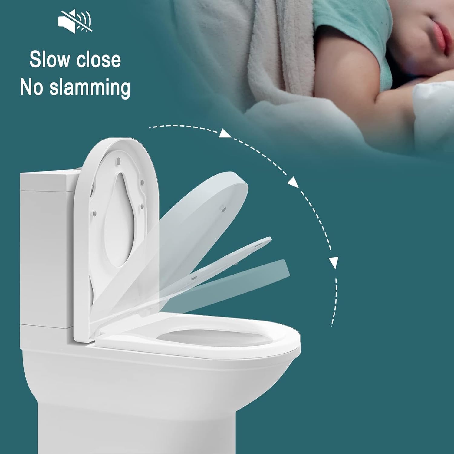 Thumbnail 2 de WOLTU 2-in-1 D-Shape Toilet Seat with Removable Child Seat, Soft Close, Quick Release and Adjustable Hinges