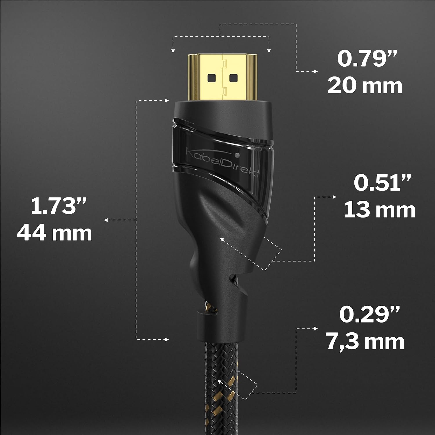 Detalle de KabelDirekt HDMI-Kabel 8K/4K, 3 m – In Deutschland entwickelt, bruchfeste Nylon-Ummantelung