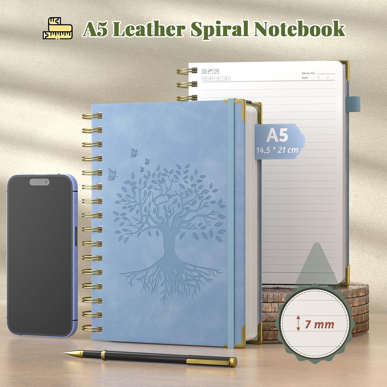 Thumbnail 1 de Smarpau Journal Notebook A5 (240 Pages) – Light Blue, Wirebound Spiral with 100gsm Lined Paper