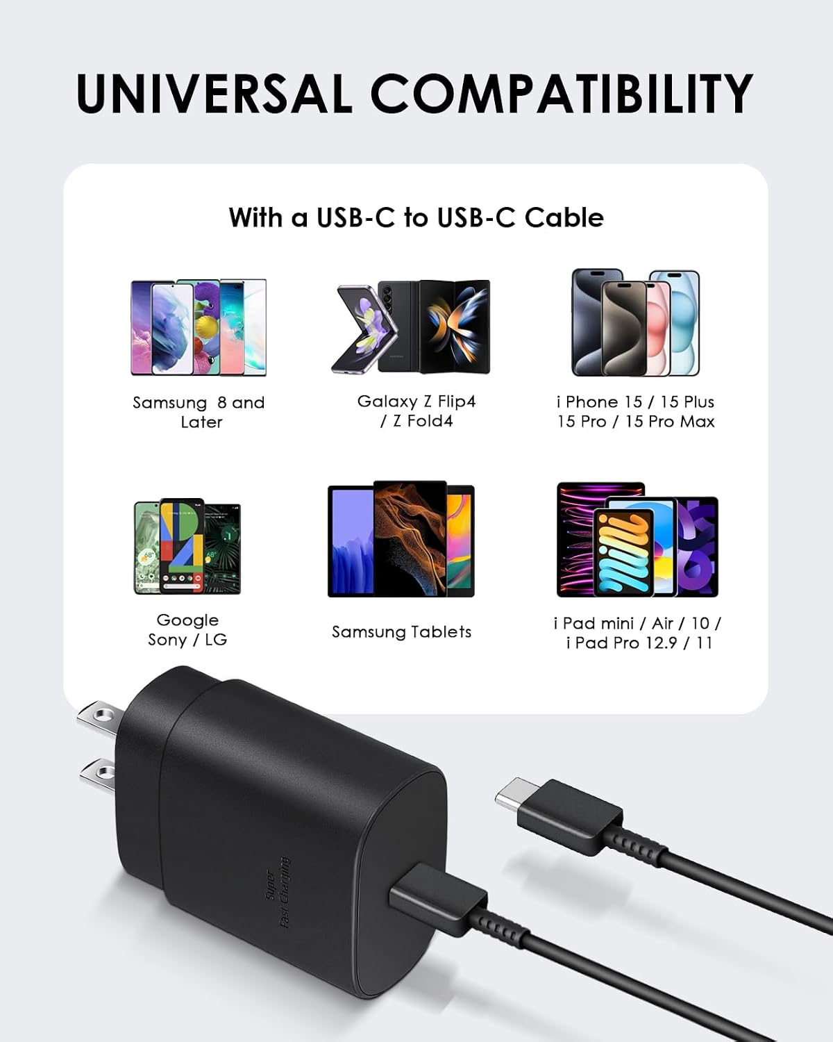 Thumbnail 6 de AISNI EP-TA800 25W USB-C Charger Set with Two 6-Foot Cables