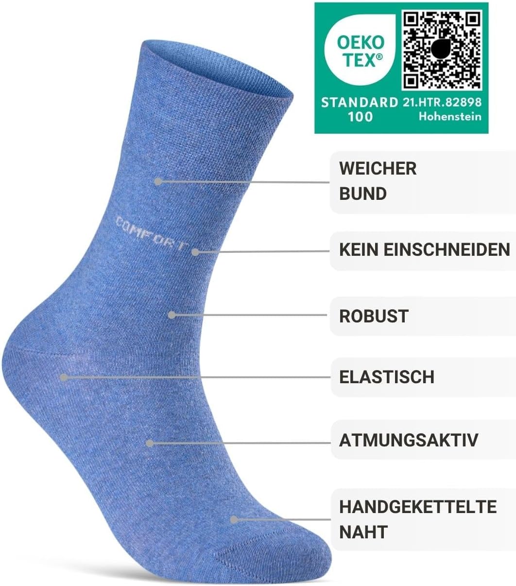 Thumbnail 2 de sockenkauf24 10 Paar Comfort Socken ohne Gummibund & ohne Naht für Damen und Herren