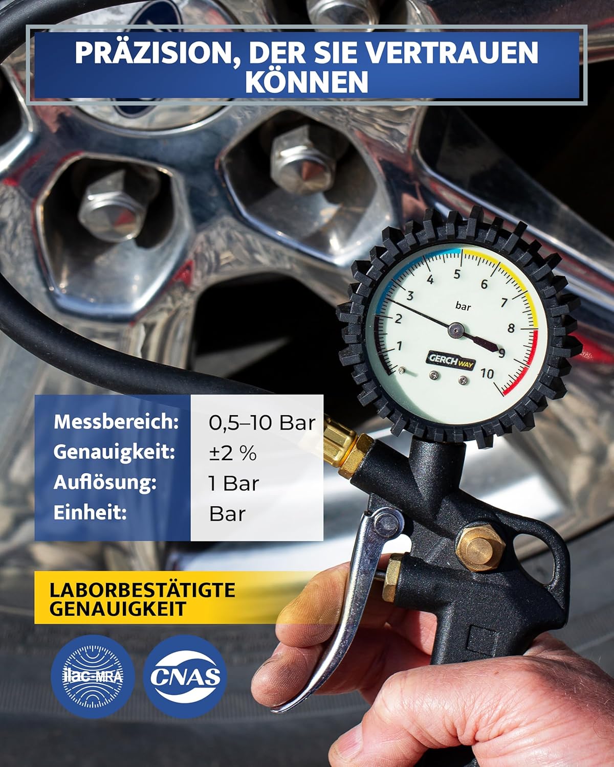 Detalle de Reifenfüller mit Manometer 10 bar