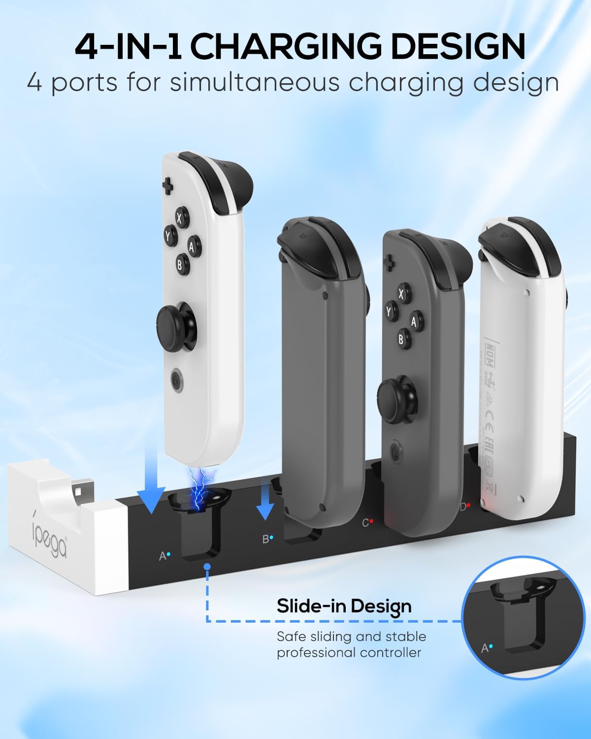 Detalle de FYOUNG Switch 1 & OLED Controller Charger Dock (4-in-1) for Joy-Con Accessories