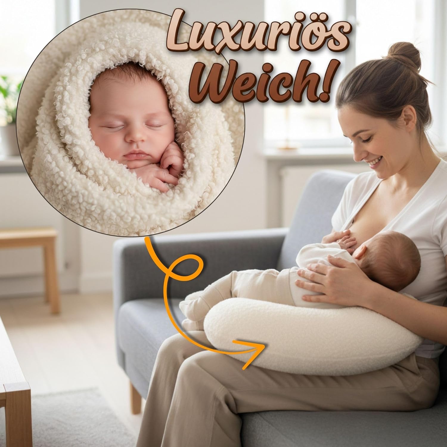 Thumbnail 3 de Totsy Baby Cuscino allattamento e gravidanza bouclé 130 cm grigio chiaro