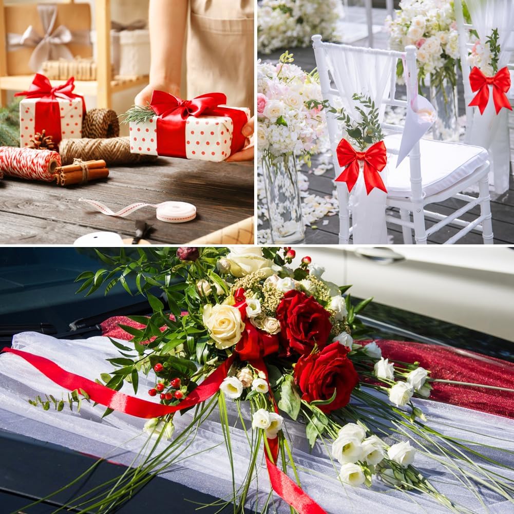 Detalle 2 de Tenn Well Geschenkband Rot 50 mm × 22 m – Satinband für Geschenkverpackung, Basteln und Dekoration