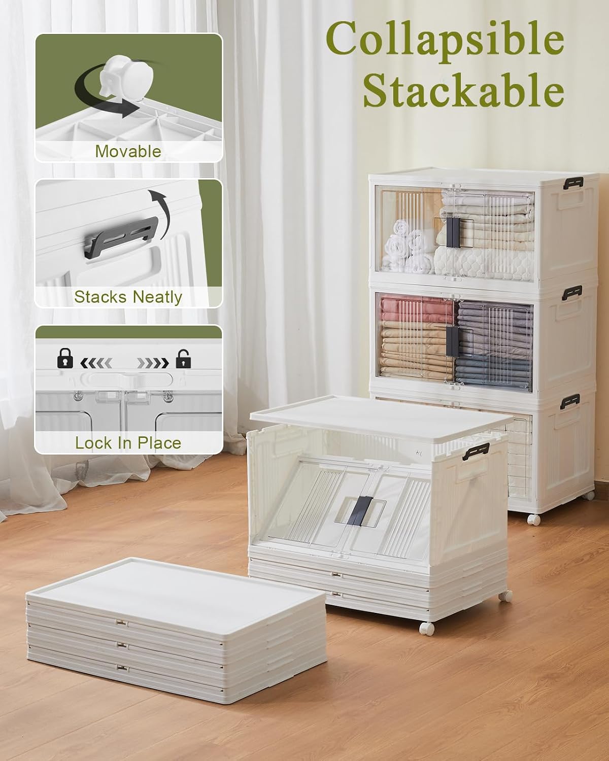 Detalle 2 de OlarHike 76QT Lockable Storage Bin, 3-Pack