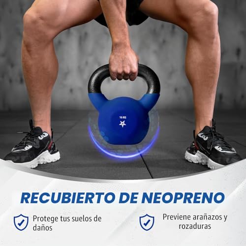 Detalle de Yes4All Pesas rusas de 16 kg con revestimiento de neopreno ( azul oscuro )