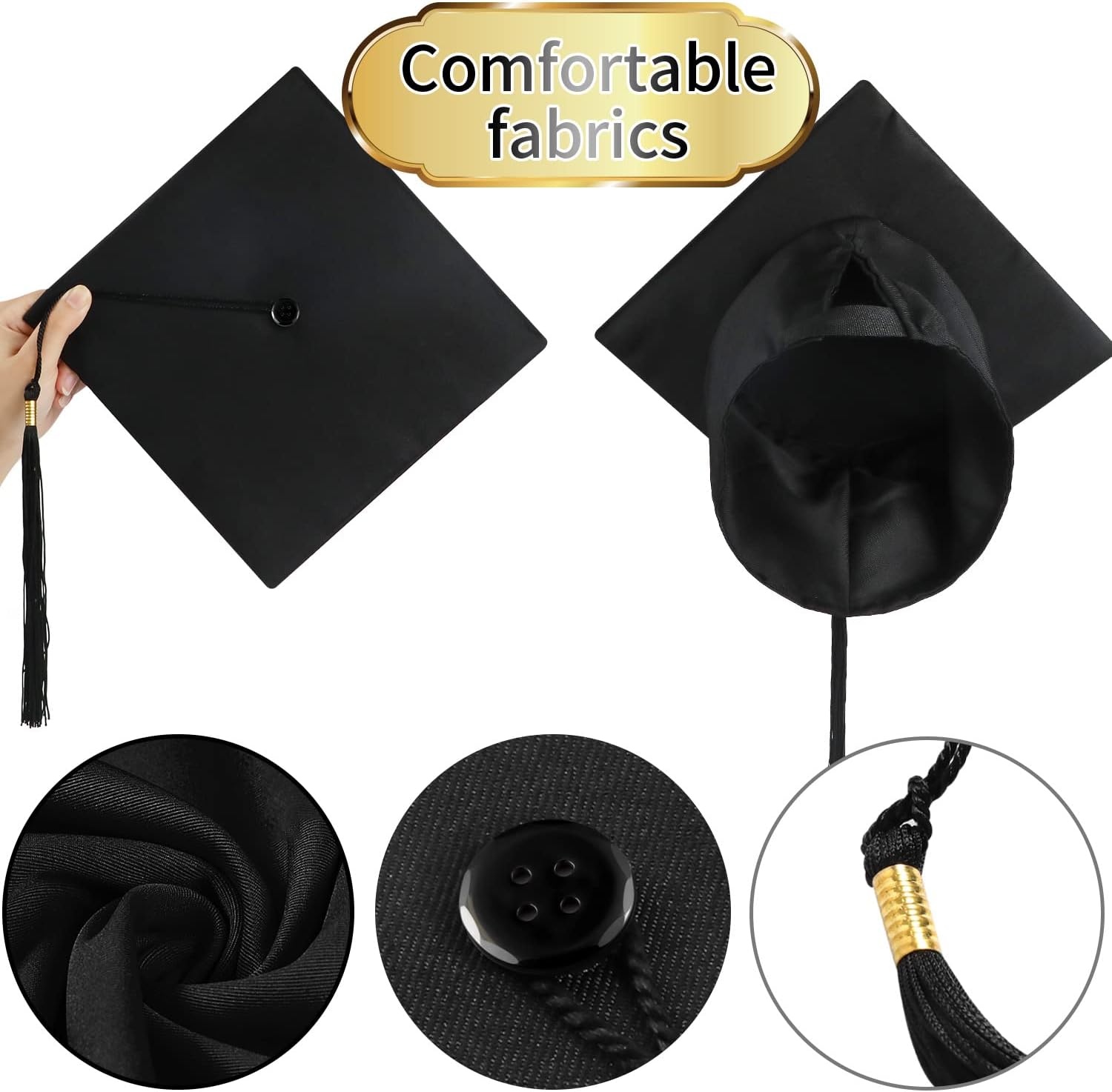 Thumbnail 3 de BOOSHMall Bachelor-Hut mit Quaste – verstellbare Abschlusskappe für Uni, Hochschule, Abitur & Promotion