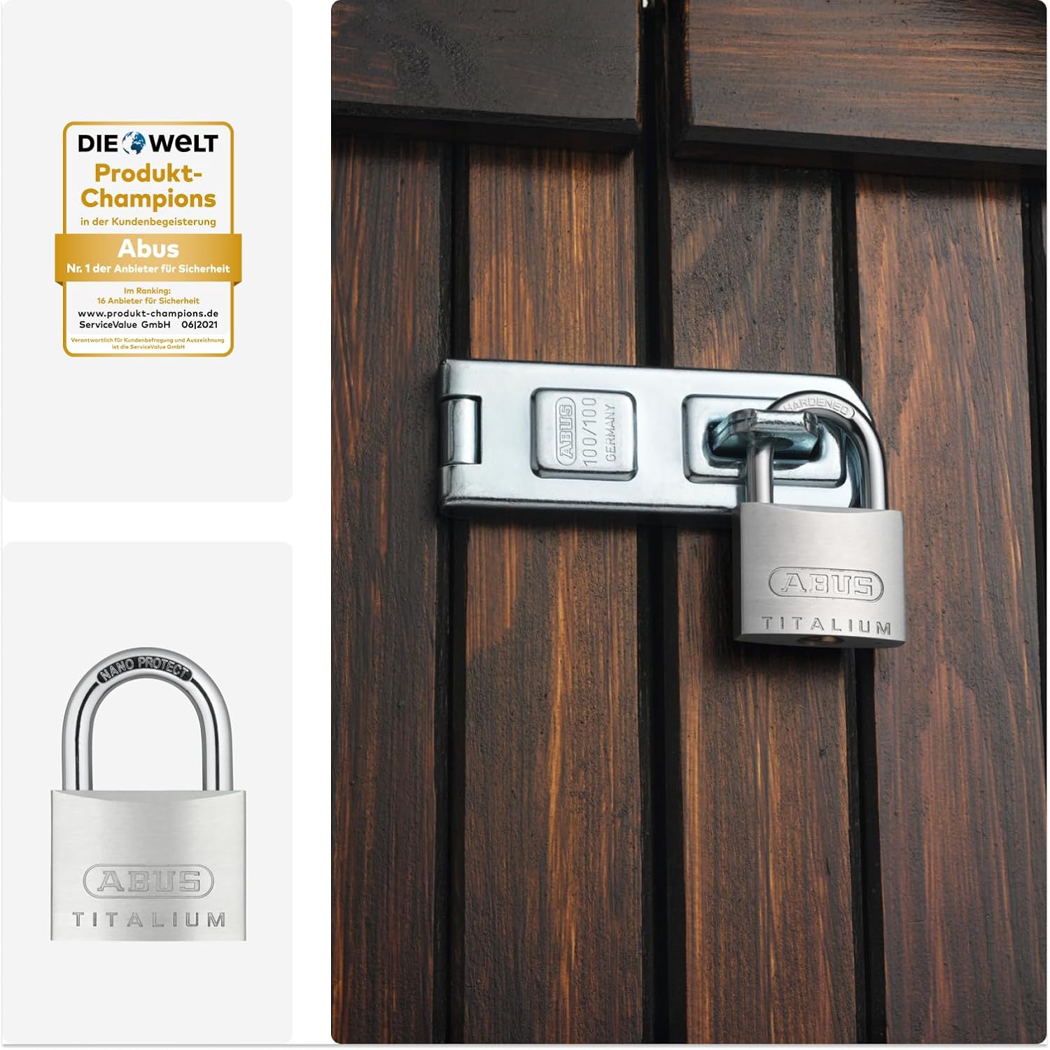 Detalle de ABUS Titalium 64TI/60 – Cadenas de cave en aluminium spécial avec corps en aluminium et anse en acier trempé, niveau de sécurité ABUS 6