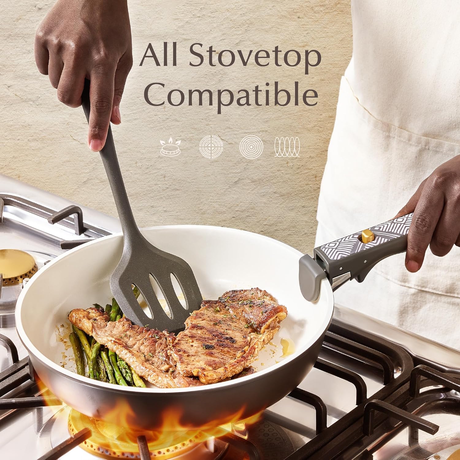 Thumbnail 5 de CAROTE 21-Piece Ceramic Cookware Set: Nonstick, Detachable Handle, Induction Ready