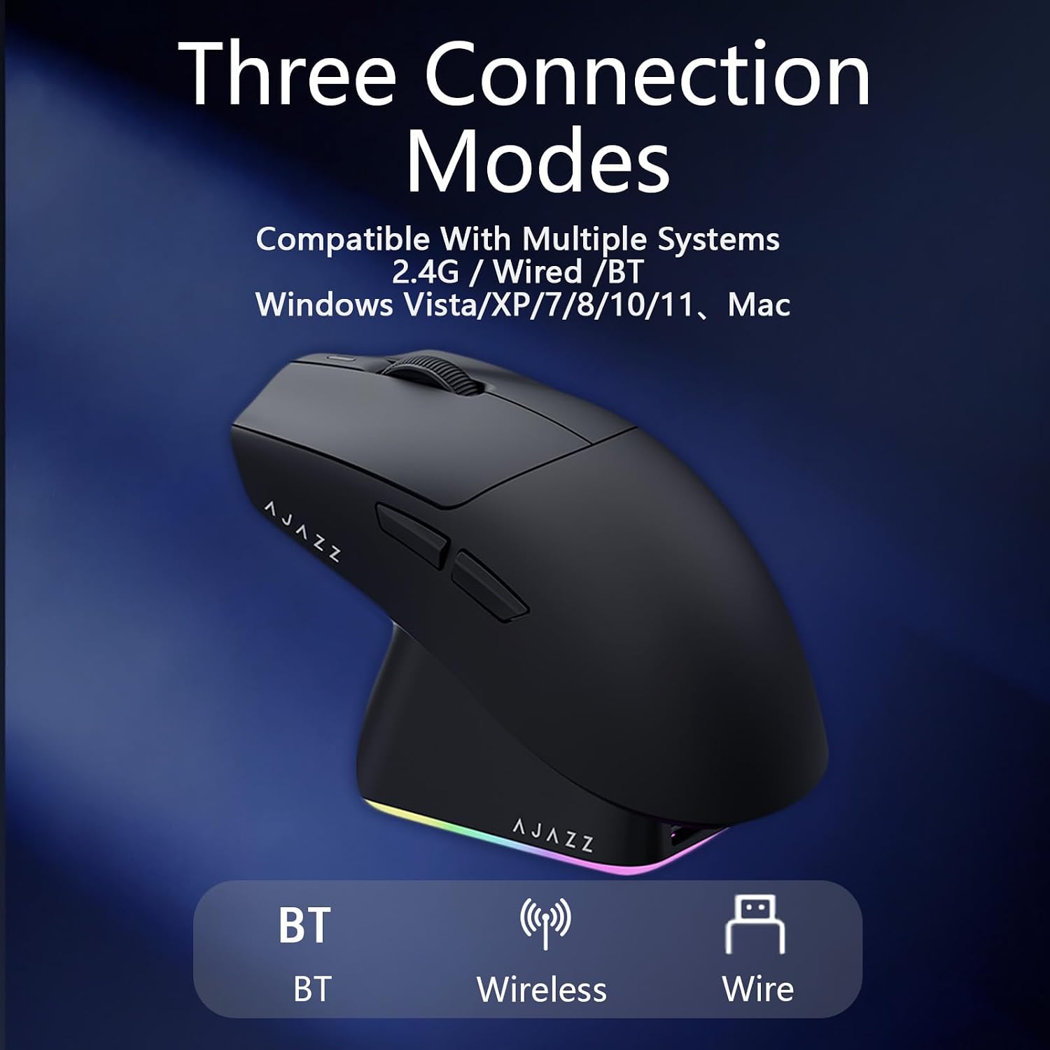 Detalle de AJAZZ AJ139P V3 MC Wireless Gaming Mouse – Vielseitige Tri-Mode-Maus mit PAW3311 Sensor